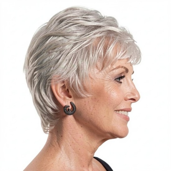White Straight Short Wig Set – Fashionable and Elegant for Daily Wear, Comfortable and Breathable