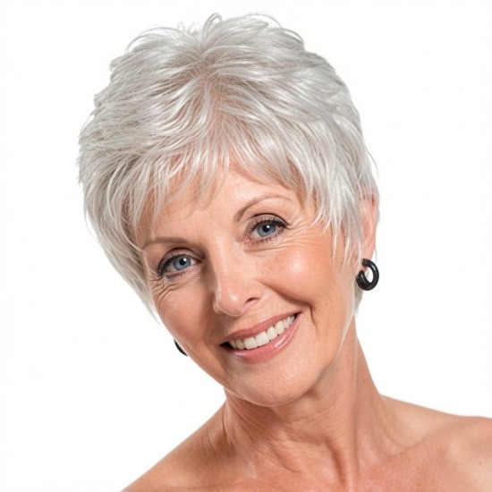White Straight Short Wig Set – Fashionable and Elegant for Daily Wear, Comfortable and Breathable