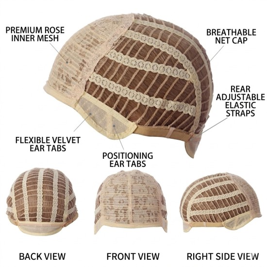 Women's Realistic Short Wavy Wig Cap | Breathable Mesh Base | Perfect for Daily Wear