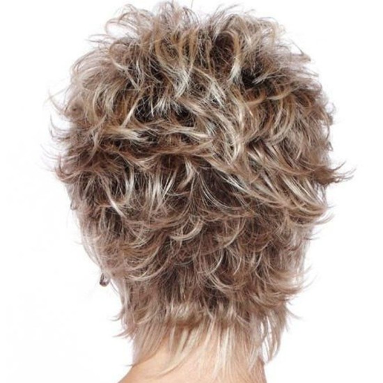Women's Short Curly Wig | Outward Flared Voluminous Gradient Wig | Trendy Short Hair Style
