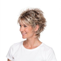 Women's Short Curly Wig | Outward Flared Voluminous Gradient Wig | Trendy Short Hair Style