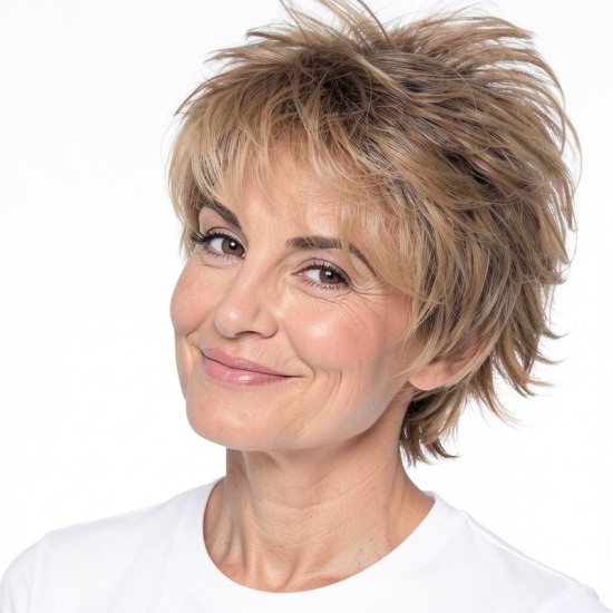 Ombre White Hair Wig Cap for Elderly Women | Short Curly Style