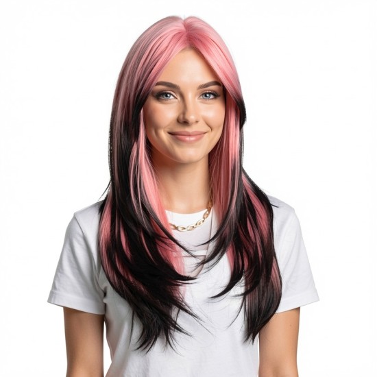 Long Layered Bangs Full Wig with C-shaped Sidebangs for Women