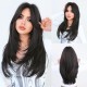 Women's Graduated Long Straight Wig with Blunt Bangs, Full Headpiece with High-Quality Natural Layering