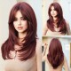 Women's Graduated Long Straight Wig with Blunt Bangs, Full Headpiece with High-Quality Natural Layering