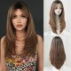 Women's Graduated Long Straight Wig with Blunt Bangs, Full Headpiece with High-Quality Natural Layering