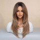 Women's Graduated Long Straight Wig with Blunt Bangs, Full Headpiece with High-Quality Natural Layering