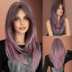 Women's Graduated Long Straight Wig with Blunt Bangs, Full Headpiece with High-Quality Natural Layering