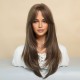Women's Graduated Long Straight Wig with Blunt Bangs, Full Headpiece with High-Quality Natural Layering