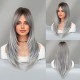Women's Graduated Long Straight Wig with Blunt Bangs, Full Headpiece with High-Quality Natural Layering