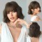 High-Quality 10-Inch Bob Brown Short Wavy Water Wave Wig with Full Fringe