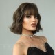 High-Quality 10-Inch Bob Brown Short Wavy Water Wave Wig with Full Fringe