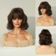 High-Quality 10-Inch Bob Brown Short Wavy Water Wave Wig with Full Fringe