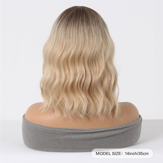 Short Bob Wigs with Bangs and Loose Waves – Realistic Heat-Damage Resistant, Breathable Lace Base