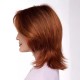 Short Straight Synthetic Wig with Long Bangs, Gray-Brown Color, Heat-Resistant Fiber