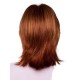Short Straight Synthetic Wig with Long Bangs, Gray-Brown Color, Heat-Resistant Fiber