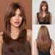 New Black-Pink Bangs Long Straight Hair Gradient Synthetic Fiber Natural Wig for Women Full Headpiece