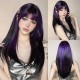 New Black-Pink Bangs Long Straight Hair Gradient Synthetic Fiber Natural Wig for Women Full Headpiece