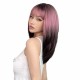 New Black-Pink Bangs Long Straight Hair Gradient Synthetic Fiber Natural Wig for Women Full Headpiece