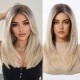 New Black-Pink Bangs Long Straight Hair Gradient Synthetic Fiber Natural Wig for Women Full Headpiece