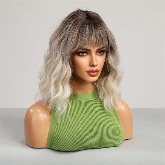 Women's Short Curly Wig with Full Hand-Tied Mesh Base and Breathable Design | Grape Purple Gradient with Natural Realistic Look for Daily Wear