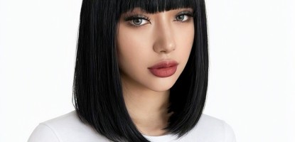 Sleek Synthetic Bob Wig with Blunt Fringe