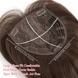 Hear Hair Top Piece for Women, Center Parting Long Straight Synthetic Fiber Hair Extension to Cover Gray Hair