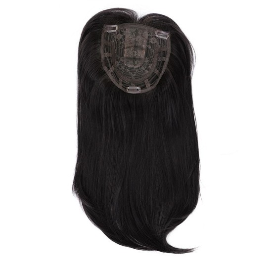 Hear Hair Top Piece for Women, Center Parting Long Straight Synthetic Fiber Hair Extension to Cover Gray Hair