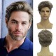 New Men's Fashion Side Parting Side-Swept Bangs Short Straight Hair Gray Gold Wig