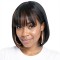 Women's Highlighted Straight Bangs Short Hair | Inward Tucked Bob | Synthetic Full Wig