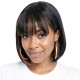 Women's Highlighted Straight Bangs Short Hair | Inward Tucked Bob | Synthetic Full Wig