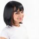 Women's Highlighted Straight Bangs Short Hair | Inward Tucked Bob | Synthetic Full Wig