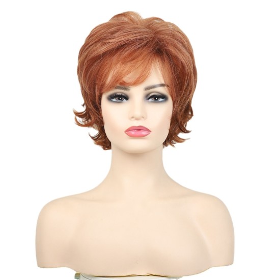 New Synthetic Full-Wig with Side Part, Short Wavy Style | Natural and Breathable Mesh Base for Daily Wear