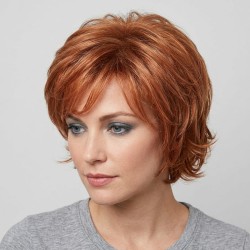 Modern Short Pixie Party Wig | Side Part Curly Hair | Synthetic Wig Cap