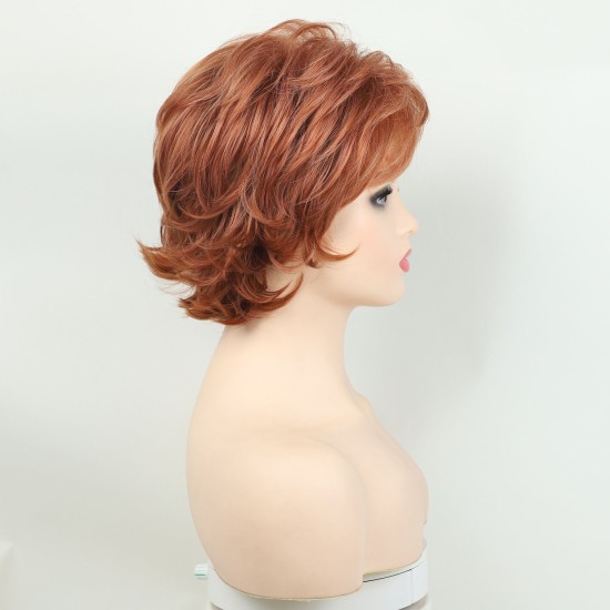 New Synthetic Full-Wig with Side Part, Short Wavy Style | Natural and Breathable Mesh Base for Daily Wear