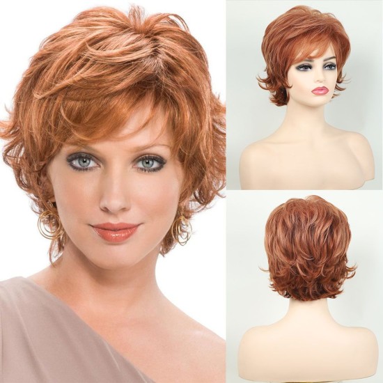 New Synthetic Full-Wig with Side Part, Short Wavy Style | Natural and Breathable Mesh Base for Daily Wear