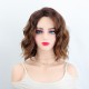 Women's Short Wavy Synthetic Wig with Highlighted Gradual Blonde Roots, Natural Side Part, Breathable Cap