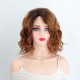 Women's Short Wavy Synthetic Wig with Highlighted Gradual Blonde Roots, Natural Side Part, Breathable Cap
