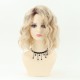 Women's Short Wavy Synthetic Wig with Highlighted Gradual Blonde Roots, Natural Side Part, Breathable Cap