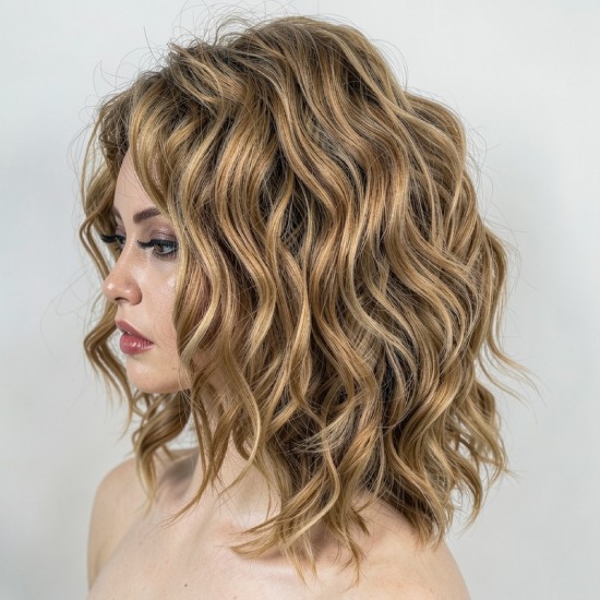 Women's Short Curly Wig with Gradient Golden Top, Partial Bleached Fiber Capless Wig - Fashionable