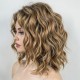 Women's Short Curly Wig with Gradient Golden Top, Partial Bleached Fiber Capless Wig - Fashionable