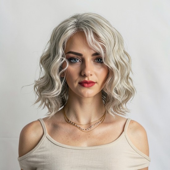 Women's Short Curly Wig with Gradient Golden Top, Partial Bleached Fiber Capless Wig - Fashionable