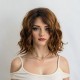 Women's Short Curly Wig with Gradient Golden Top, Partial Bleached Fiber Capless Wig - Fashionable