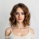 Women's Short Curly Wig with Gradient Golden Top, Partial Bleached Fiber Capless Wig - Fashionable
