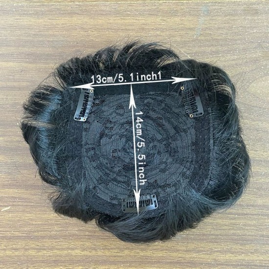 Men's Short Lace Frontal System for Hair Loss, Hairline Reconstruction, Grey Coverage, and Bald Spot Fix with Real Human Hair