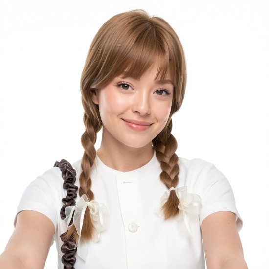 Hand-Woven Blonde Brown Bangs with a Deep Part for Black Hair Women's Styling | Lash-Front Extensions