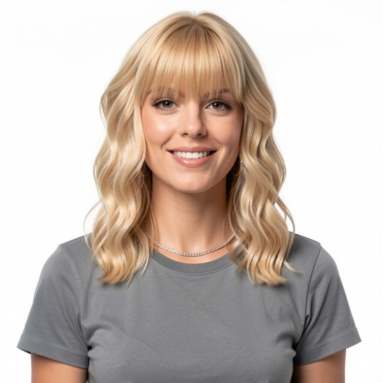 Hand-Woven Blonde Brown Bangs with a Deep Part for Black Hair Women's Styling | Lash-Front Extensions