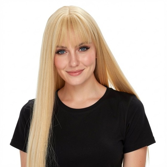 Hand-Woven Blonde Brown Bangs with a Deep Part for Black Hair Women's Styling | Lash-Front Extensions