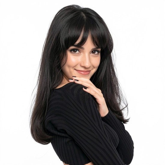 Hand-Woven Blonde Brown Bangs with a Deep Part for Black Hair Women's Styling | Lash-Front Extensions