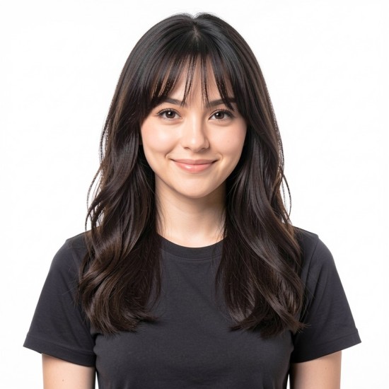 Hand-Woven Blonde Brown Bangs with a Deep Part for Black Hair Women's Styling | Lash-Front Extensions